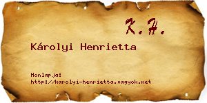 Károlyi Henrietta névjegykártya